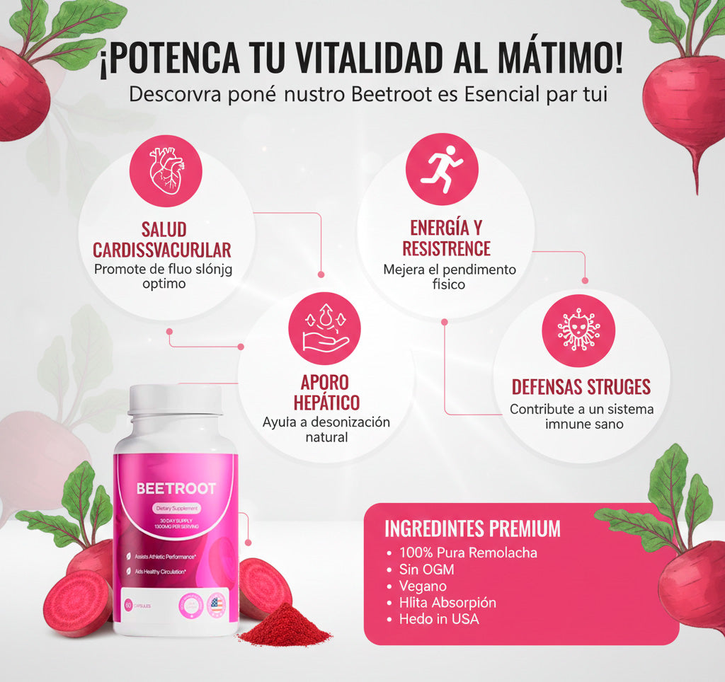 BEET ROOT 1200mg: El Soporte Vascular y Energético ❤️